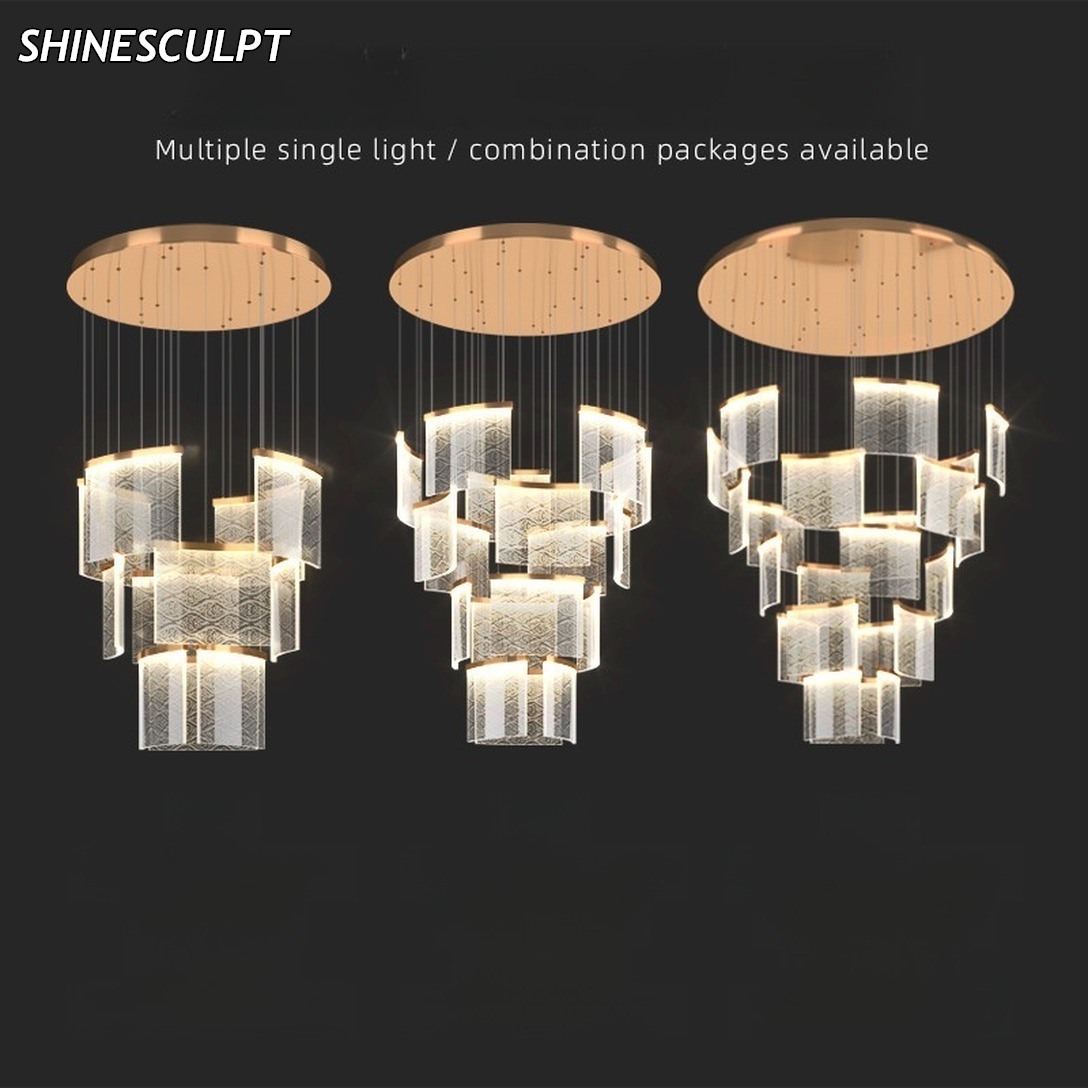 CH-024 Cloud Pattern Stairwell Chandelier - Image 4