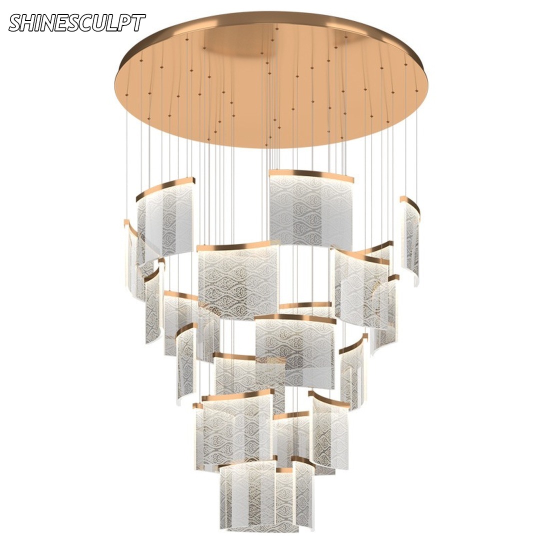 CH-024 Cloud Pattern Stairwell Chandelier - Image 5