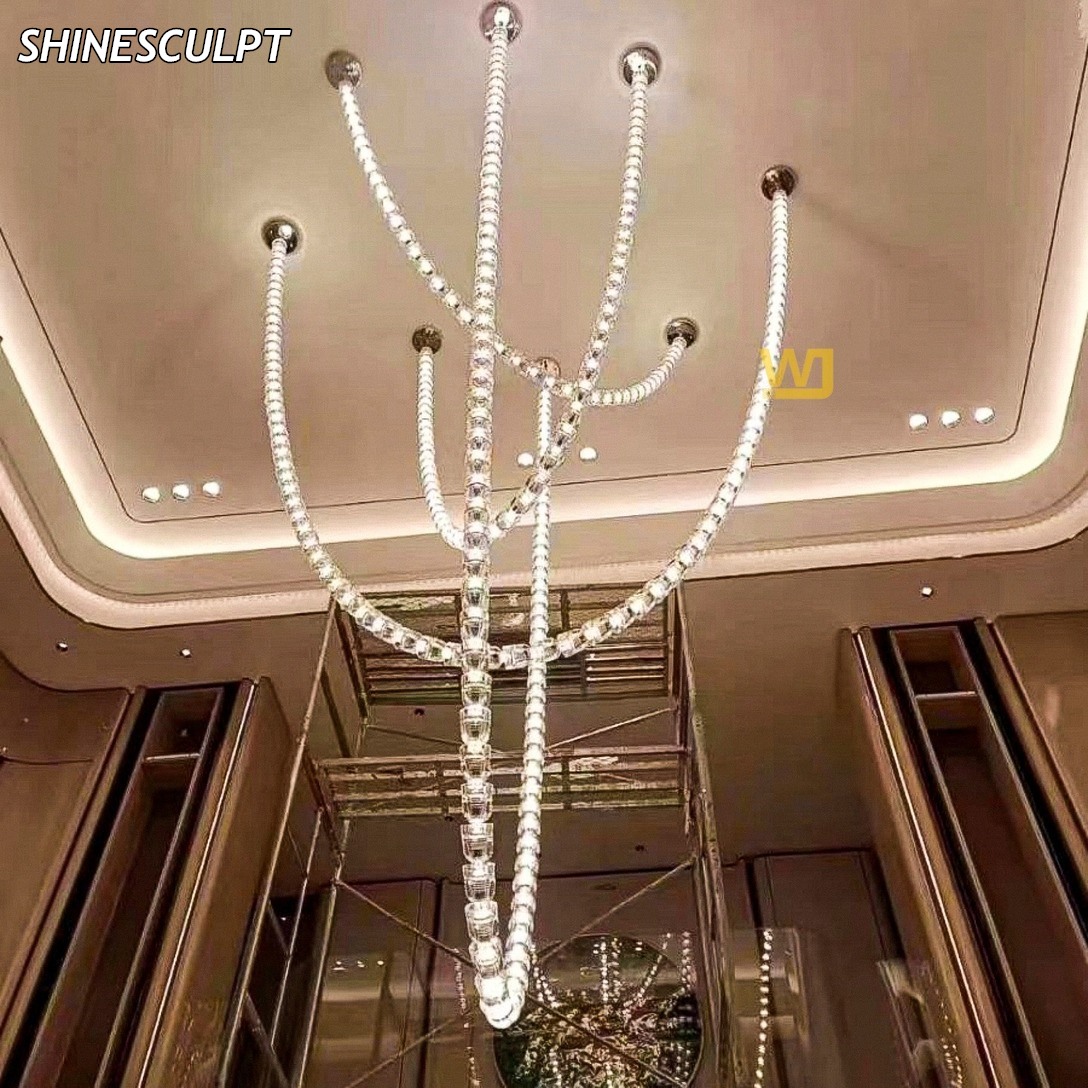 CH-027 Crystal Necklace Long Drop Chandelier - Image 4