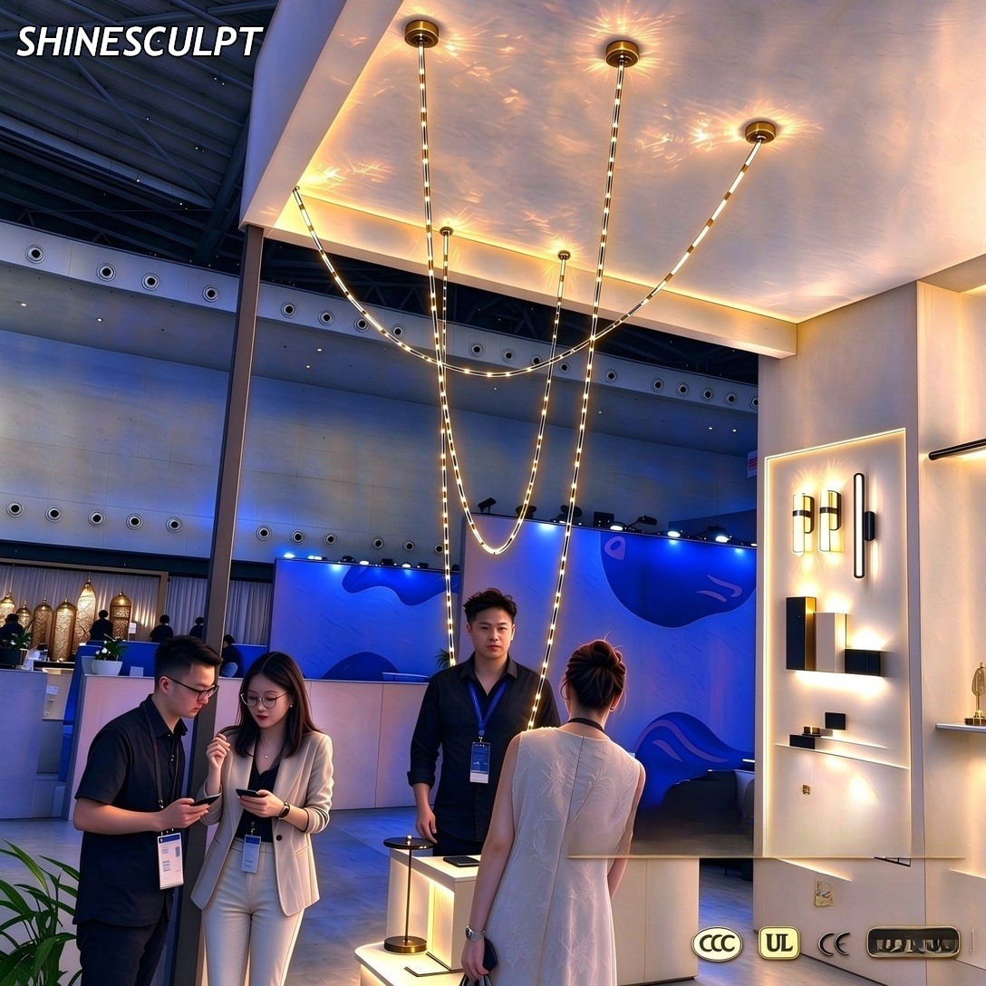 CH-043 Brass and Crystal Strand Chandelier - Image 2