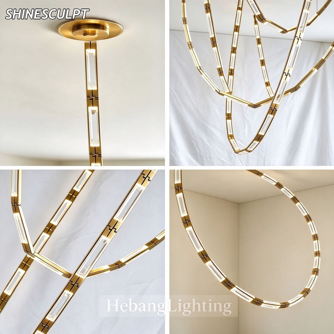 CH-043 Brass and Crystal Strand Chandelier - Image 3