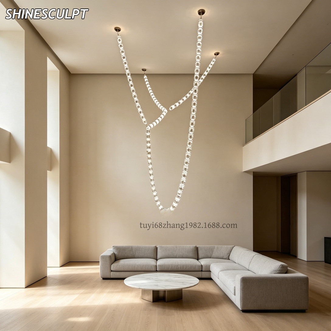 CH-044 Crystal Strand Void Chandelier - Image 3