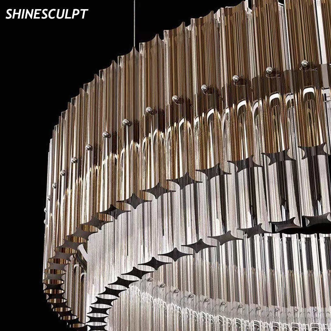 PL-020 Ribbed Glass Drum Pendant - Image 4