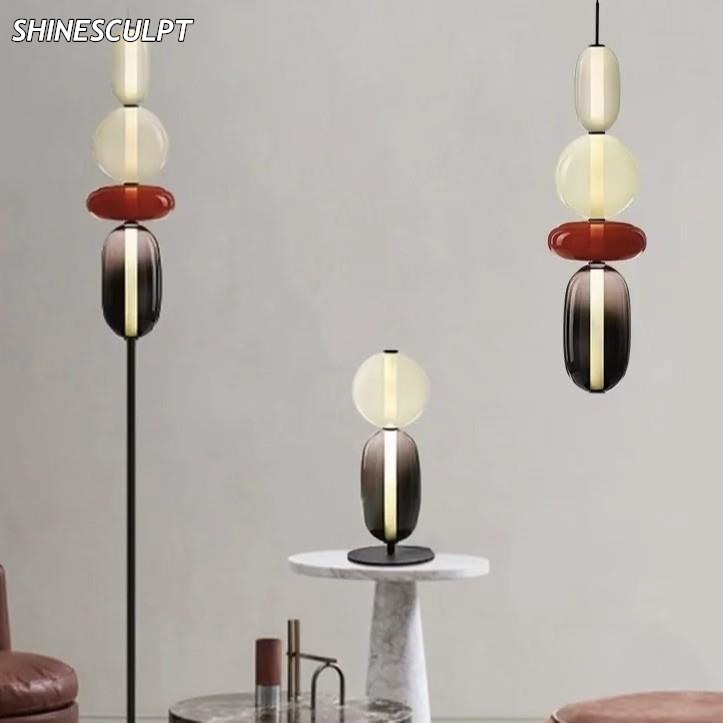 CH-011 Stacked Glass Disc Pendant and Table Light – 2 / 3 / 4 Lights, H480–H700 mm - Image 2