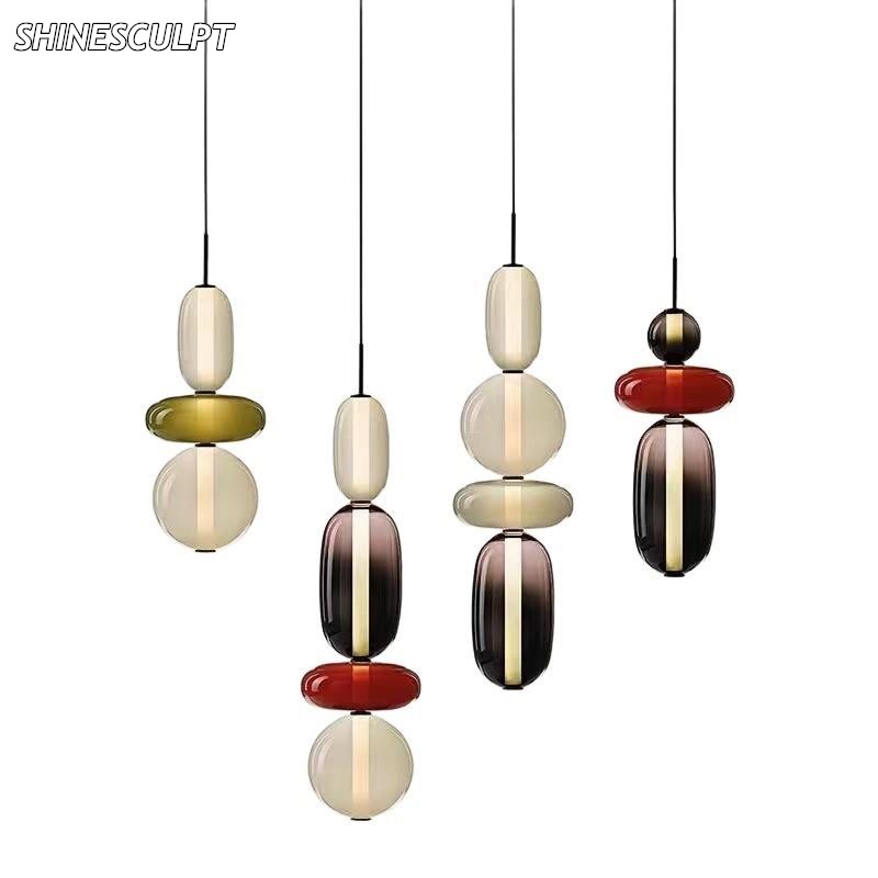 CH-011 Stacked Glass Disc Pendant and Table Light – 2 / 3 / 4 Lights, H480–H700 mm - Image 3
