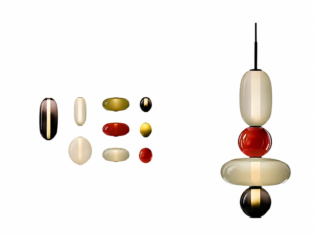 CH-011 Stacked Glass Disc Pendant and Table Light – 2 / 3 / 4 Lights, H480–H700 mm - Image 10