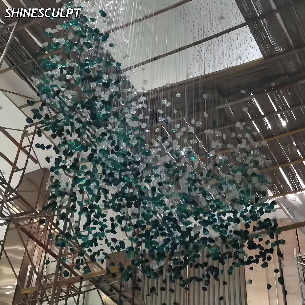 CH-017 Green Stone Block Chandelier - Image 3