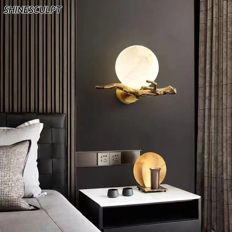 copper marble wall light, view 2