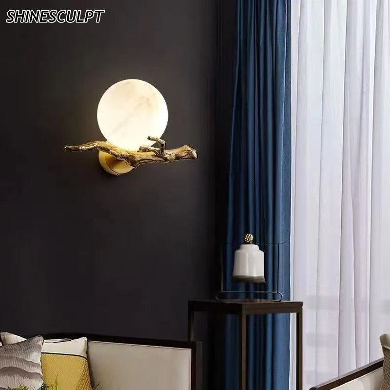copper marble wall light, view 3