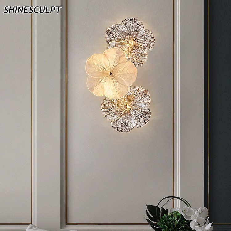 cream flower wall light, view 3