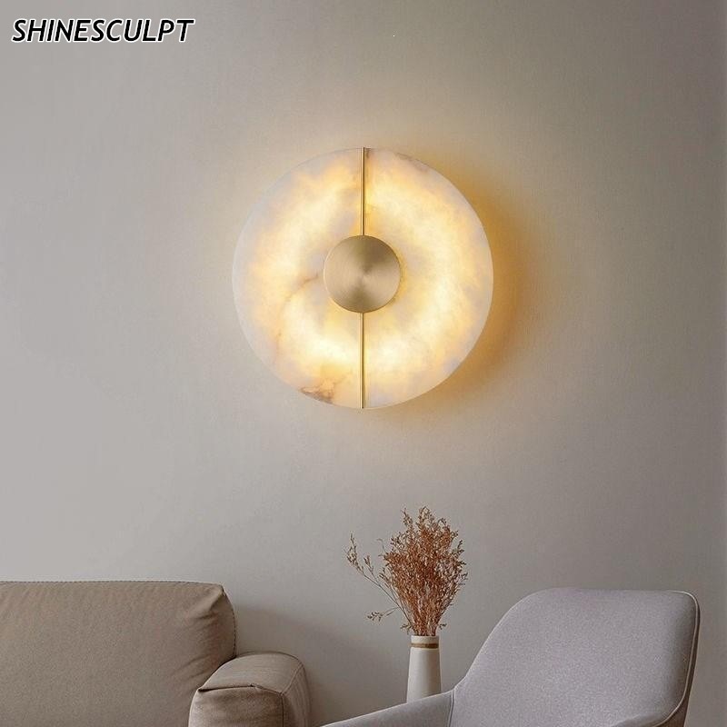 Natural Marble Wall Light - Design 01 (Solid Copper), view 1