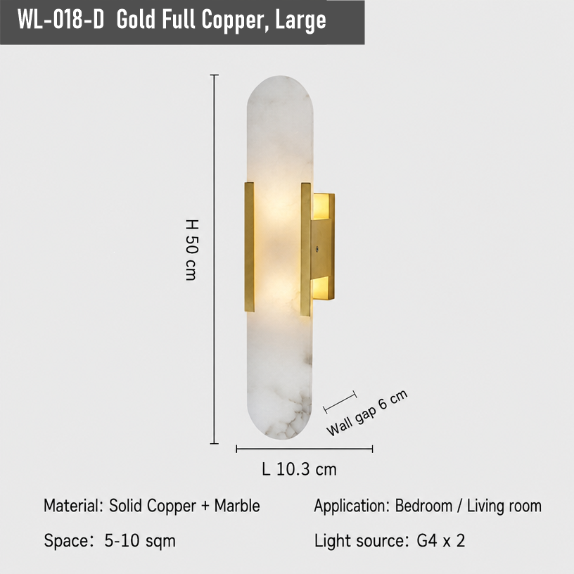 WL-018 Marble Wall Light – 35 / 50 cm Oval Shades, Full Copper or Iron - Image 5