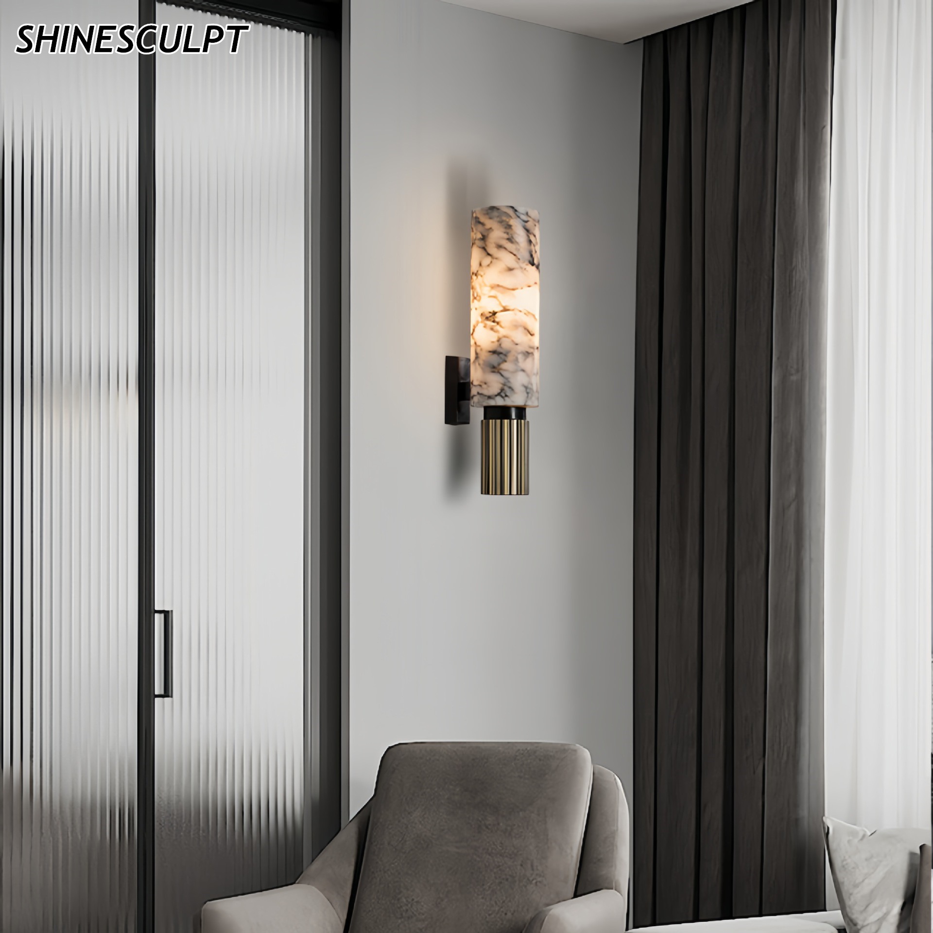 natural marble wall light, view 3