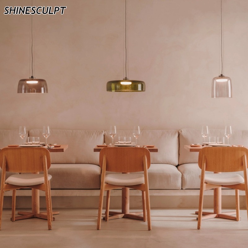 ShineSculpt Nordic cast art glass pendant light in coloured glass - view 5