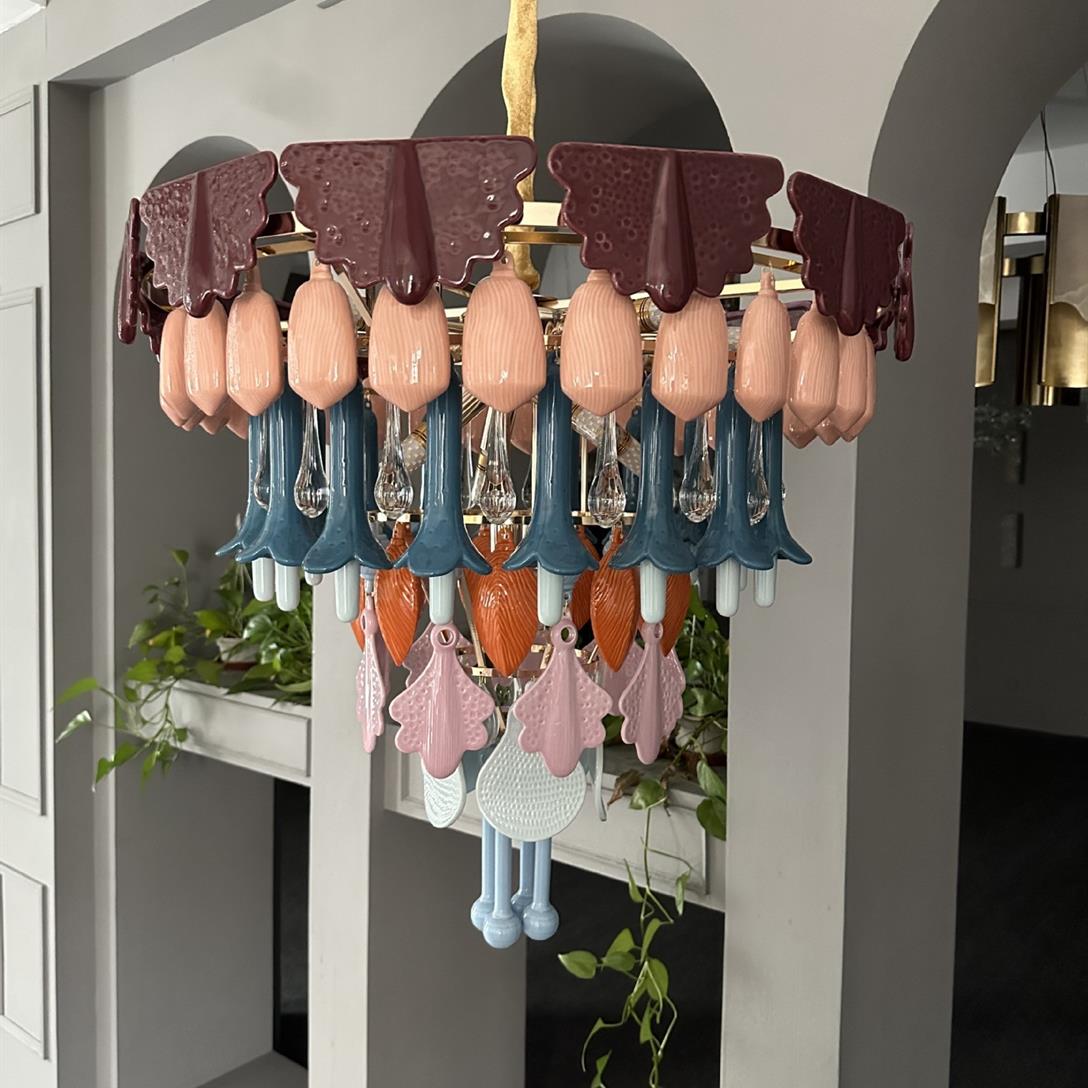 CH-001 Hand-Glazed Ceramic Tiered Chandelier – Colourful Plates, D70–D140 cm, Made to Order - Image 8