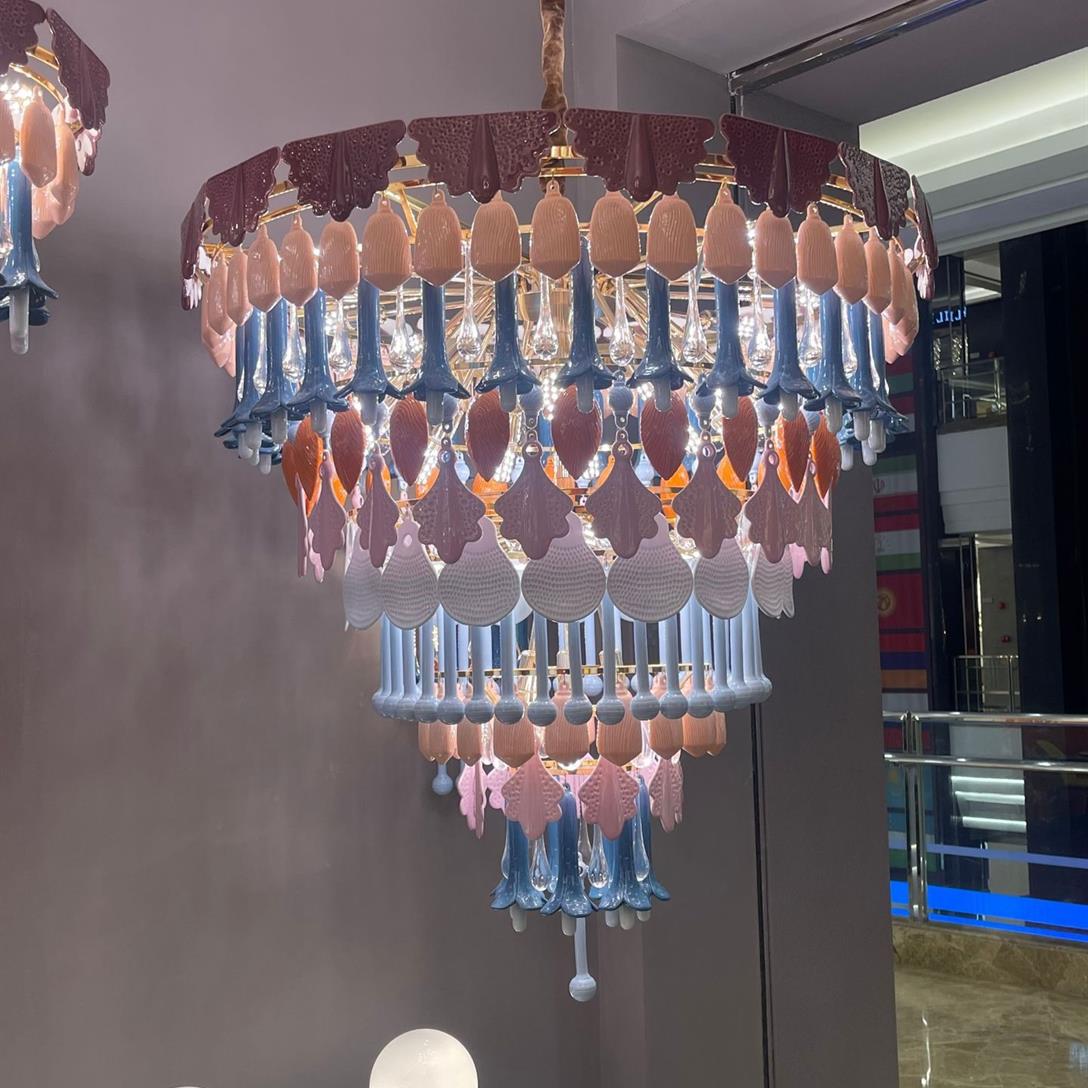 CH-001 Hand-Glazed Ceramic Tiered Chandelier – Colourful Plates, D70–D140 cm, Made to Order - Image 9