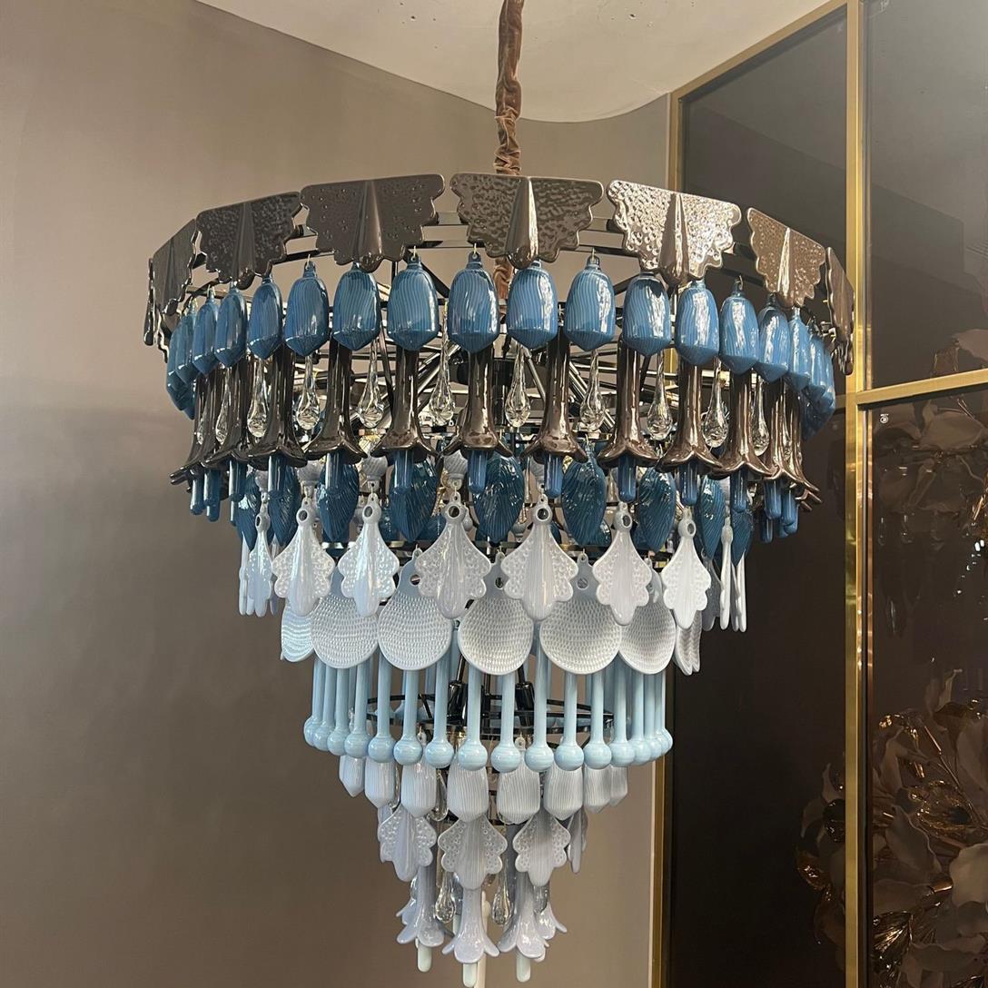 CH-001 Hand-Glazed Ceramic Tiered Chandelier – Colourful Plates, D70–D140 cm, Made to Order - Image 12