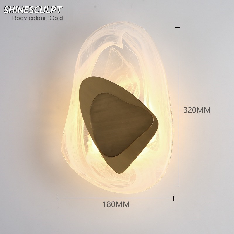 Postmodern Glass Wall Light - Gold & Black Finish, view 1