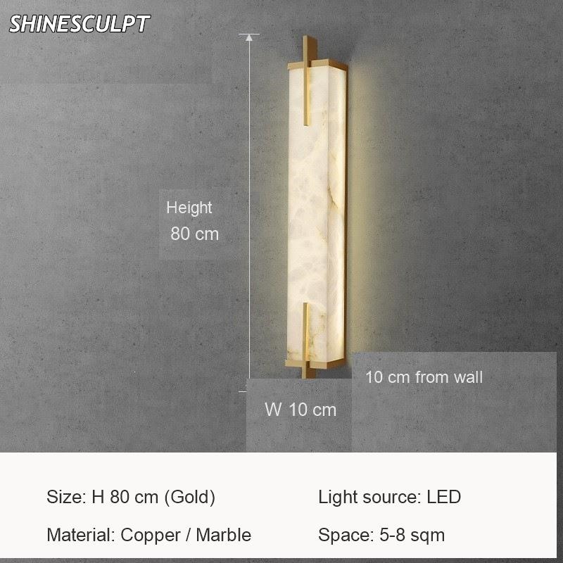 WL-029 Marble Wall Light – 57 / 60 / 80 cm Bars, Black or Gold - Image 4