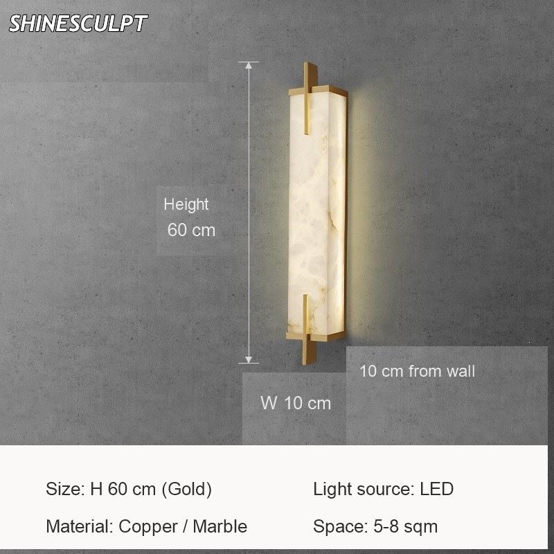 WL-029 Marble Wall Light – 57 / 60 / 80 cm Bars, Black or Gold - Image 7
